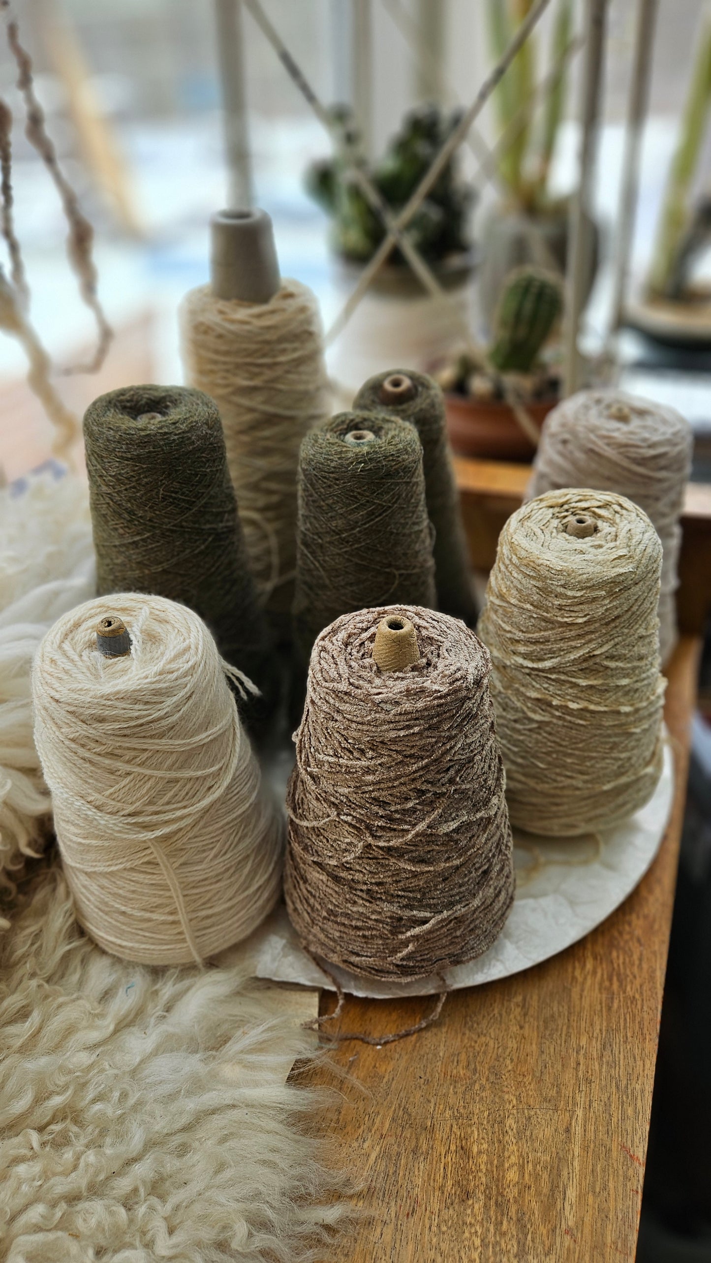 Vintage Wool Chinelle Thread Cone LOT - 5 pounds Succulent Neutrals