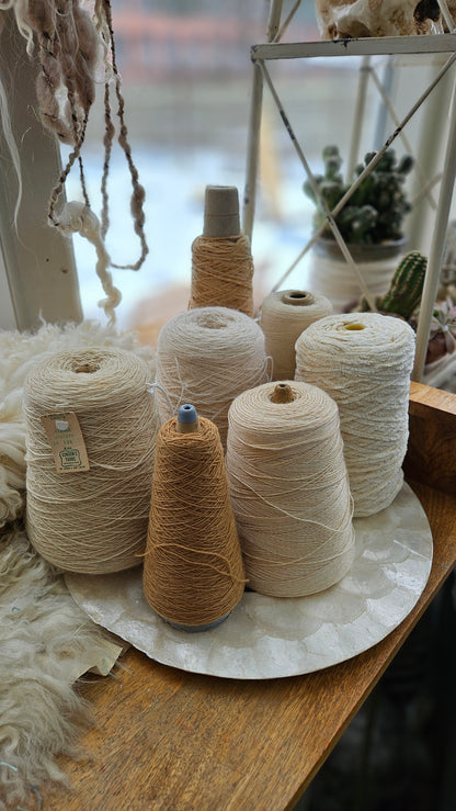 Vintage Wool Chinelle Thread Cone LOT - 5 pounds Blushy Whites