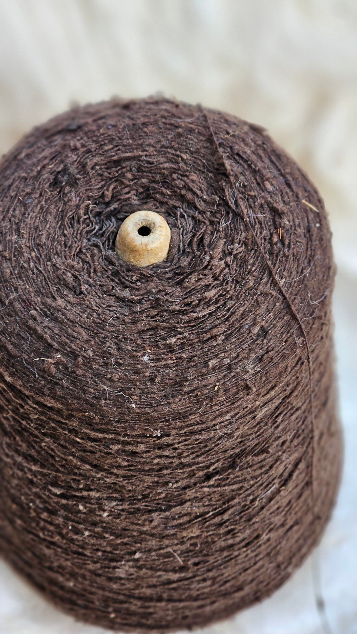 Vintage Brown Silk Noil Slub Thread Cone - 1 pound