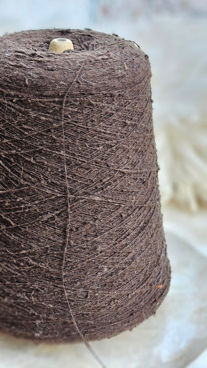 Vintage Brown Silk Noil Slub Thread Cone - 1 pound