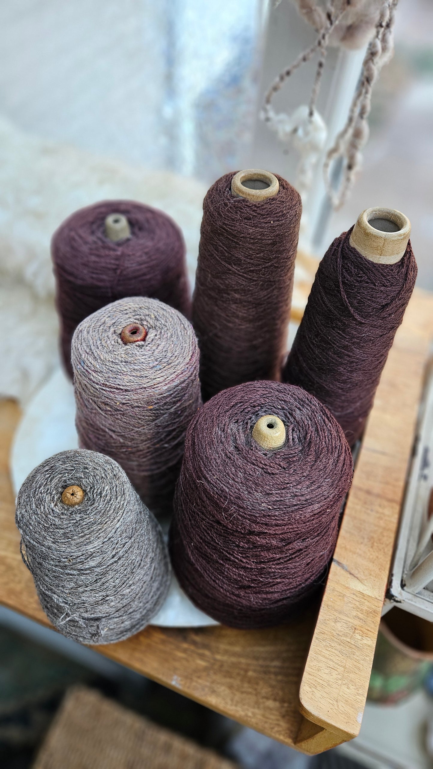 Vintage Brown Wool Thread Cones - 5 pounds Deep Winter