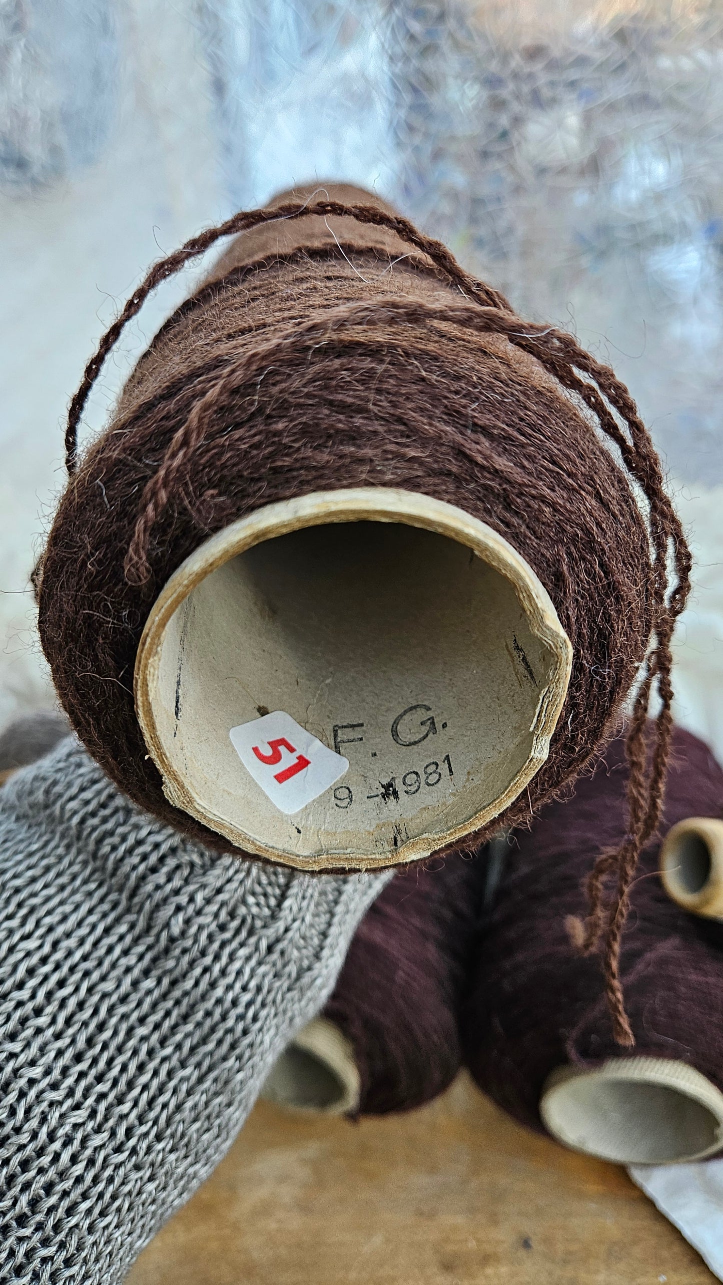 Vintage Brown Wool Thread Cones - 5 pounds Deep Winter