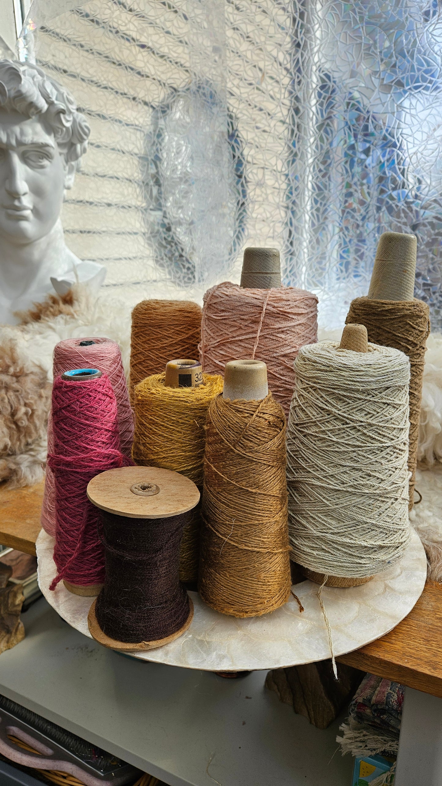 Vintage Wool Thread Cone LOT - 5 pounds Cottage Roses