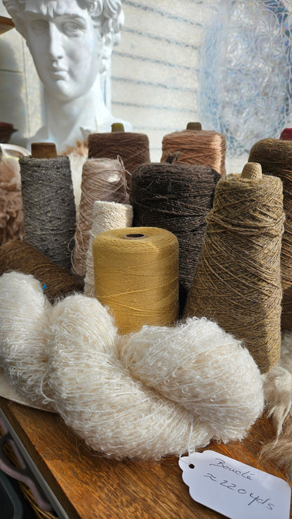 Vintage Wool Cotton Mohair Silk Thread Cone LOT - 5 pounds Luxe Neutrals