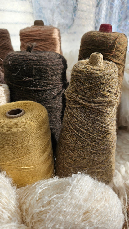 Vintage Wool Cotton Mohair Silk Thread Cone LOT - 5 pounds Luxe Neutrals