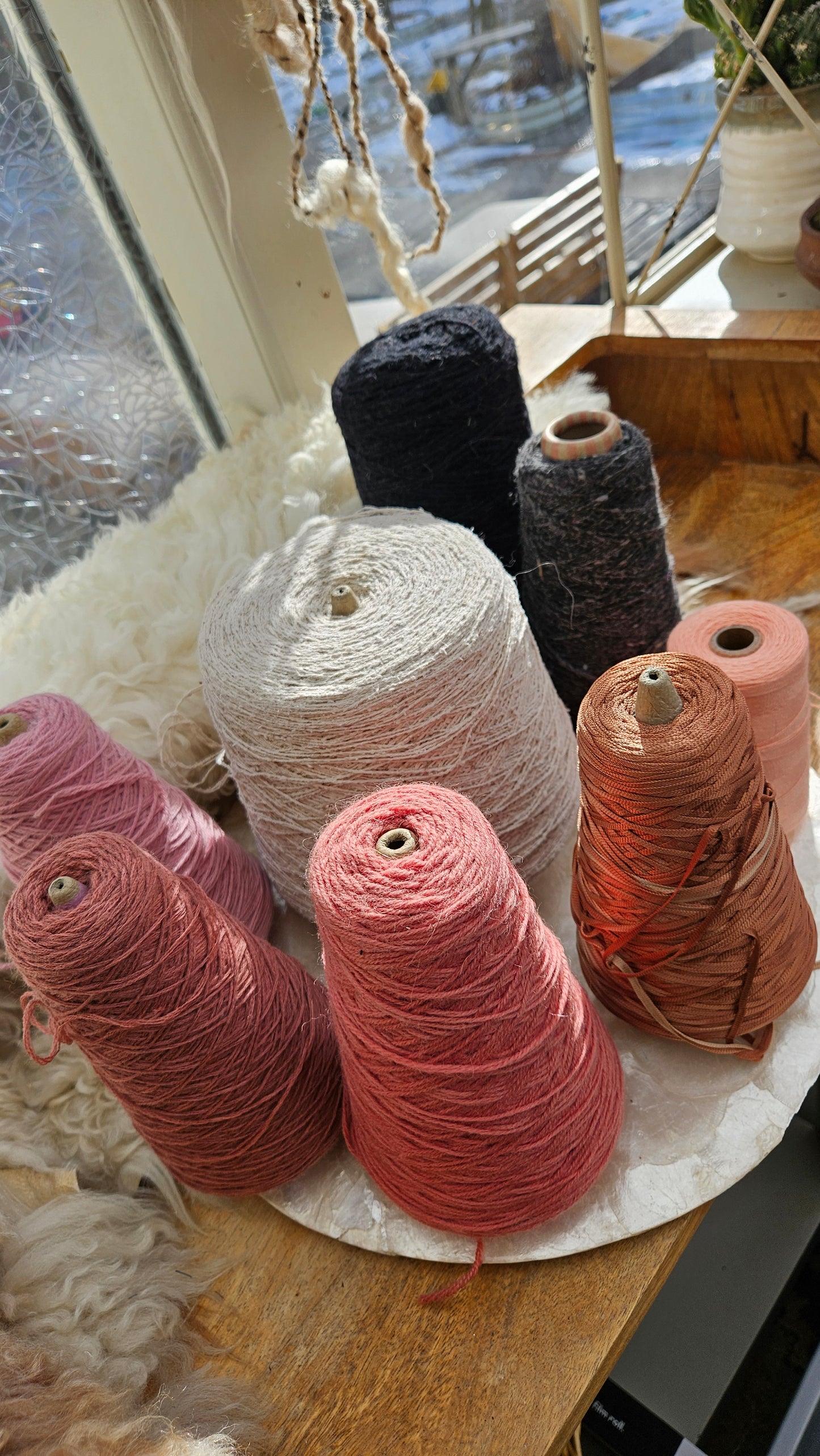 Vintage Wool Cotton Thread Cone LOT - 5 pounds Parisian Spring