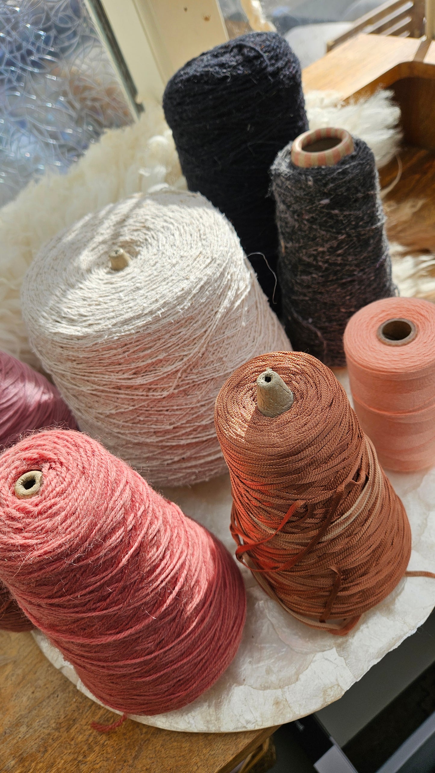 Vintage Wool Cotton Thread Cone LOT - 5 pounds Parisian Spring