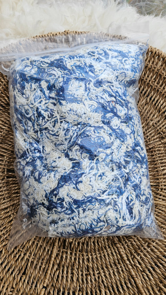 OCEAN SURF - textile selvedge for rug and art weaving and art yarn 15 oz | NAVY002