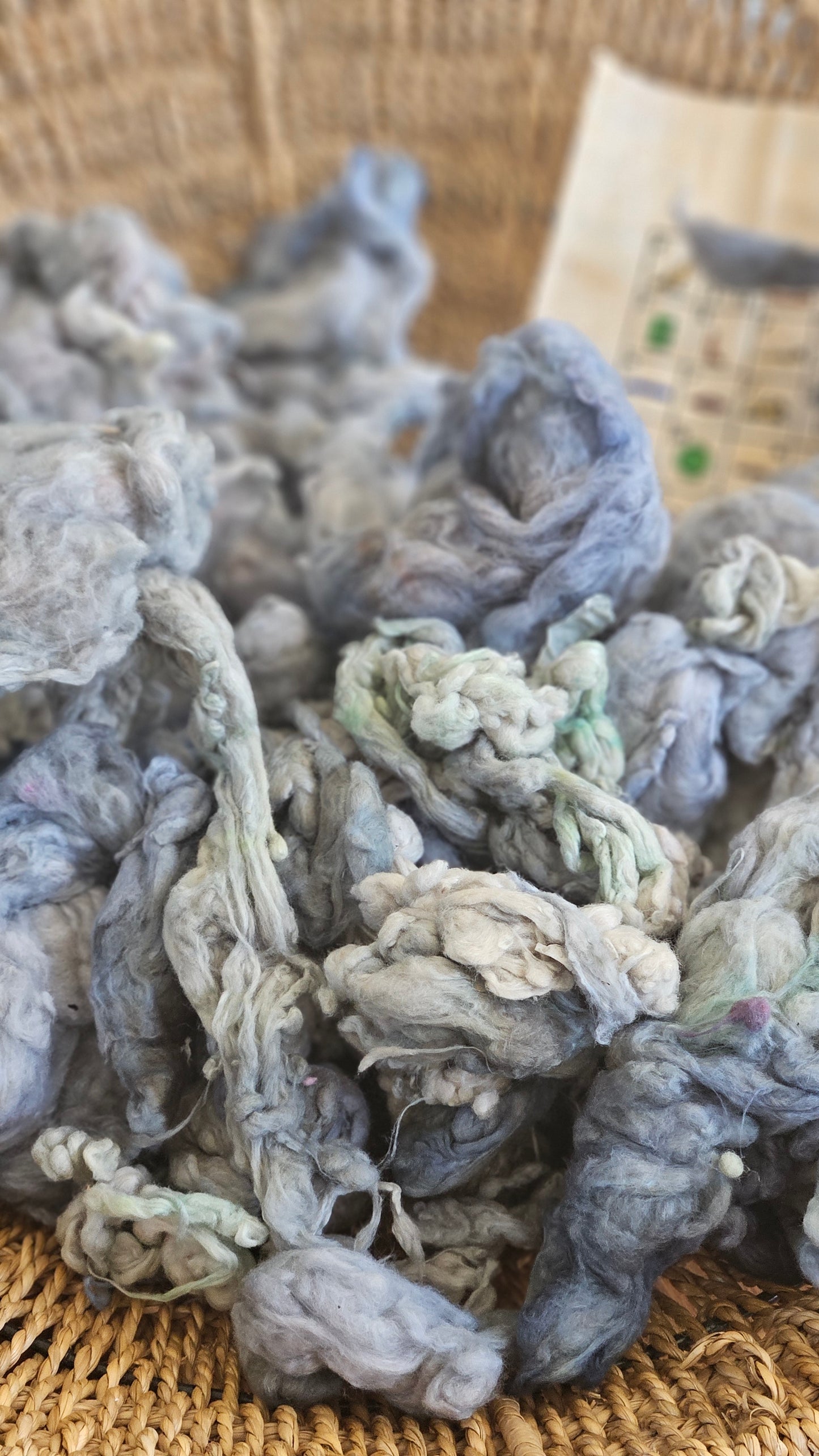 DUAT Hand-Dyed Organic Extra Fine Cotton Noil for fiber art, texture blending, and papermaking - 1 ounce | 28 grams