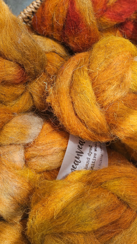 Hearthside - primitive hand dyed wool roving for felting and blending - 2 ounces | 57 grams