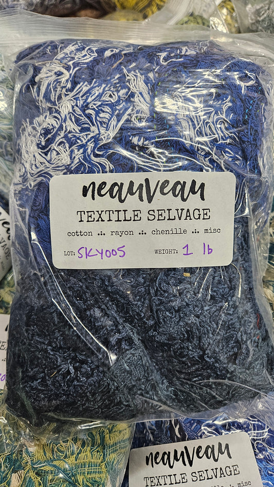 NIGHT SKY - textile selvedge for rug and art weaving and art yarn - SKY005 (1 lb)