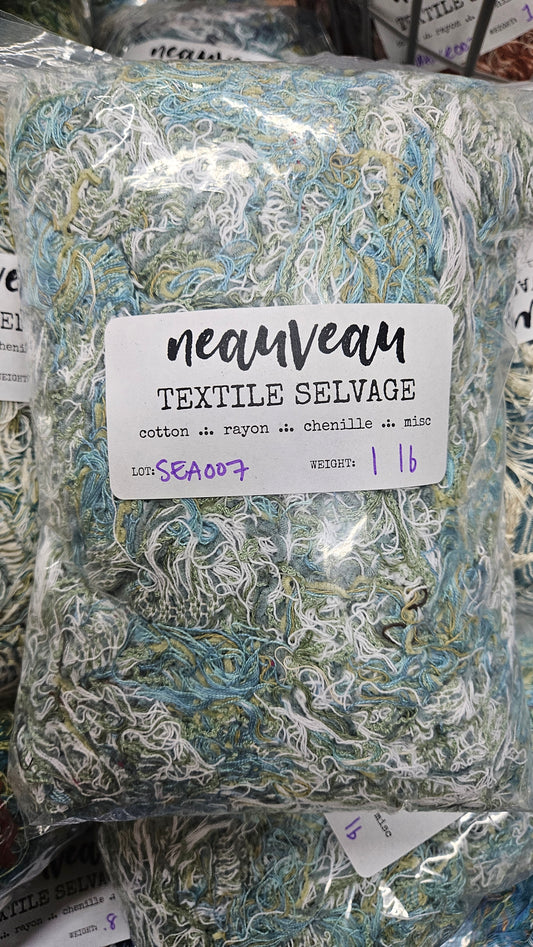 SEASHORE - textile selvedge for rug and art weaving and art yarn - SEA007 (1 lb)