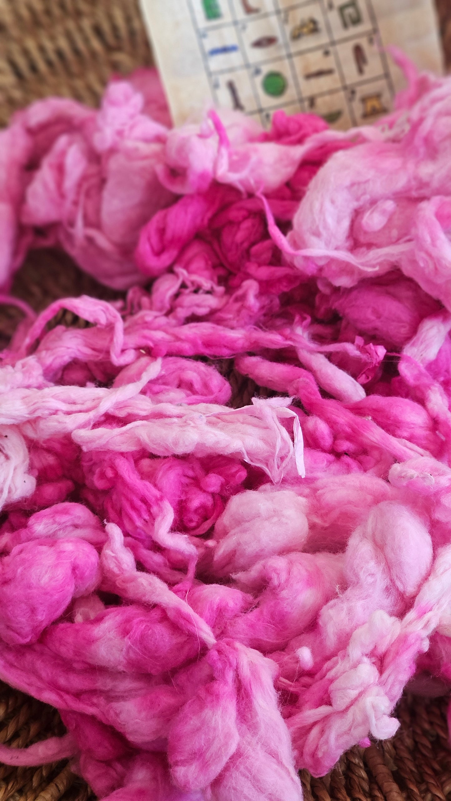 LOTUS Hand-Dyed Organic Extra Fine Cotton Noil for fiber art, texture blending, and papermaking - 1 ounce | 28 grams