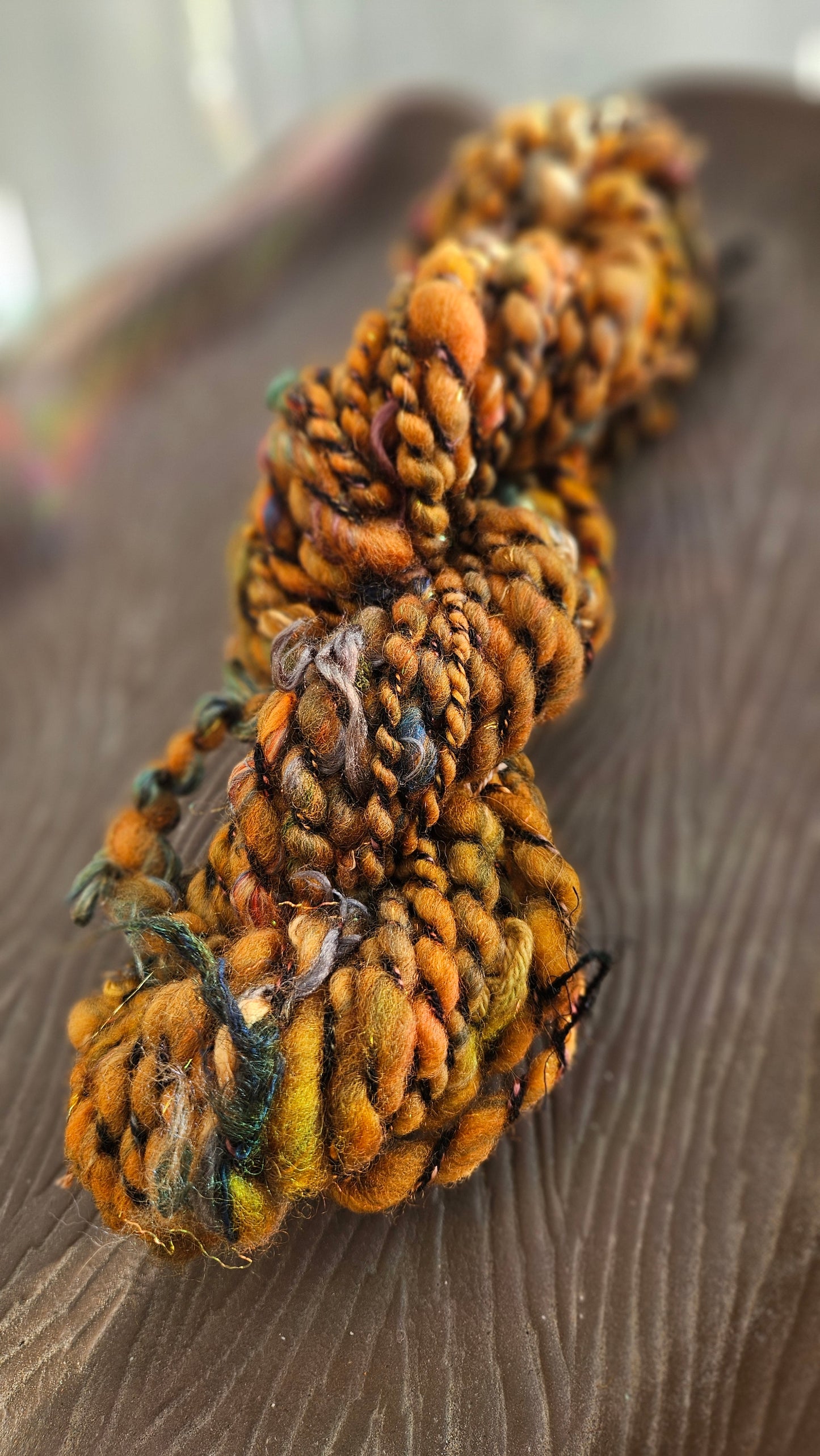 ASH + APRICOT - Bulky Handspun Art Yarn XL Skein - 24 yards | 2 ounces | 57 grams