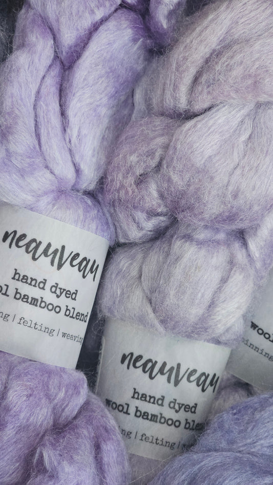 Lavender Pearl - wool bamboo roving for felting and blending - 2 ounces | 57 grams