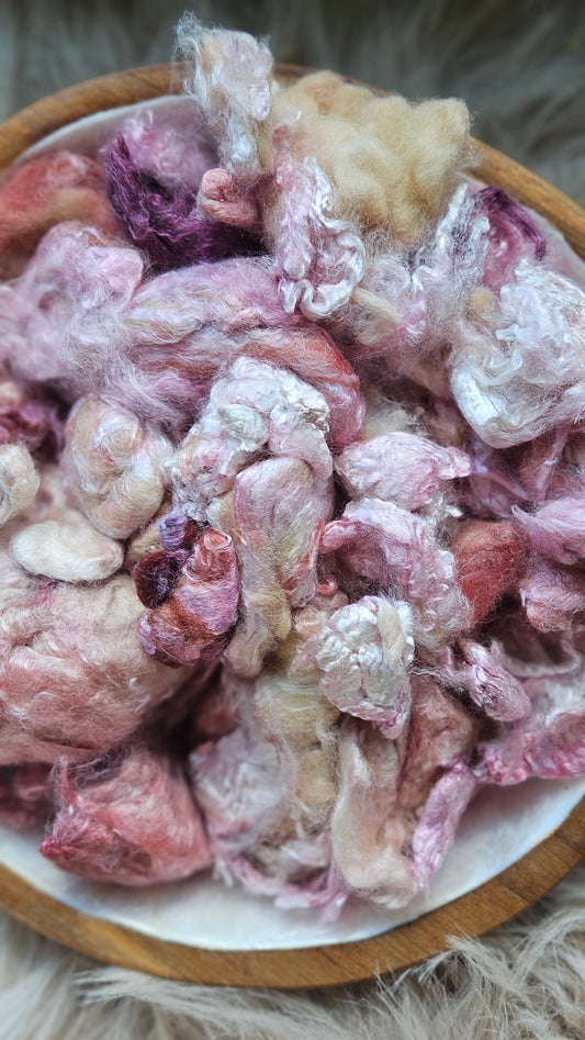 Goji Berry - hand-dyed fine wool and silky bamboo mill ends - 5 oz |  142 g
