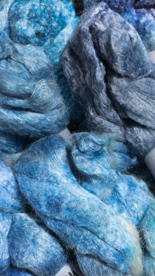 Ocean Pearl - wool bamboo roving for felting and blending - 2 ounces | 57 grams