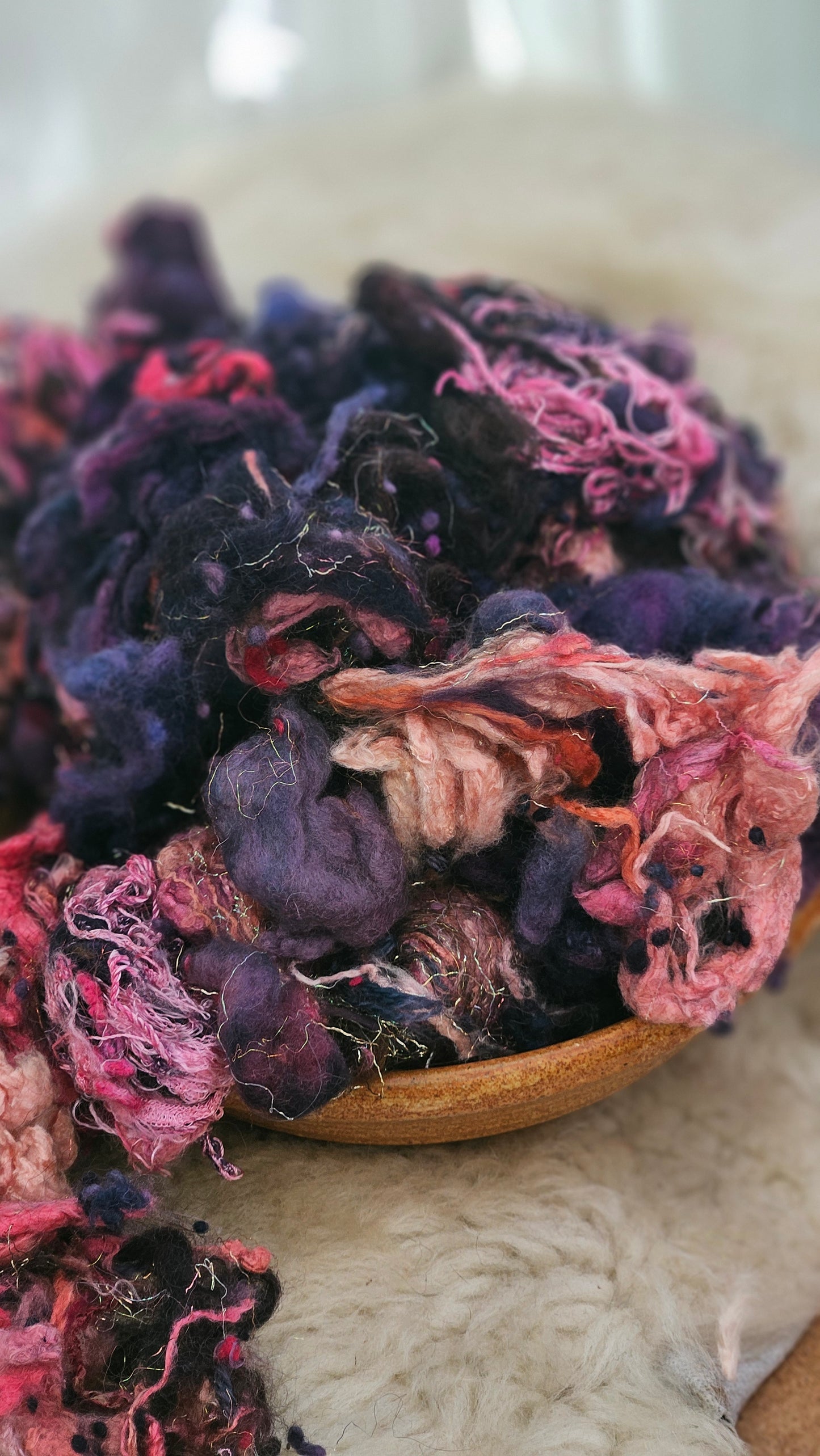 VINEYARD SUMMER - Hand-Dyed Alpaca Bamboo Texture Blend for art yarn embellishing, texture blending, felting, mixed media, and fiber art - 4 ounces | 114 grams