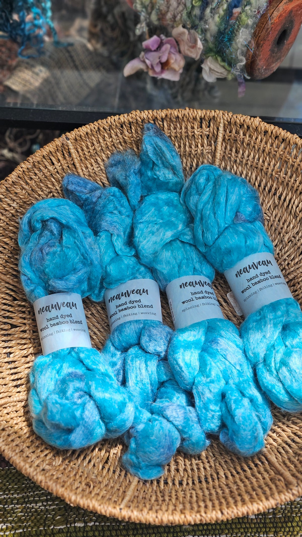 Lagoon Pearl - wool bamboo roving for felting and blending - 2 ounces | 57 grams