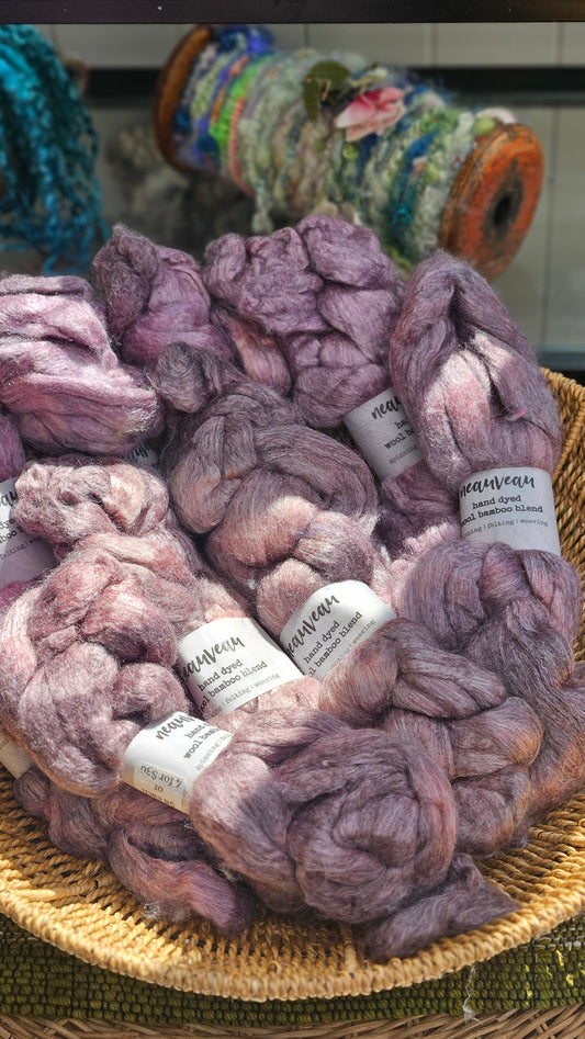 Mulberry Pearl - wool bamboo roving for felting and blending - 2 ounces | 57 grams