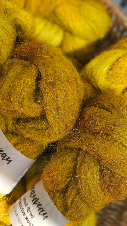 Tallow - primitive hand dyed wool roving for felting and blending - 2 ounces | 57 grams