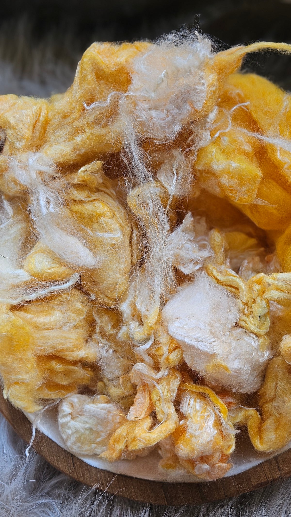 Tangerine - hand-dyed fine wool and silky bamboo mill ends - 5 oz |  142 g