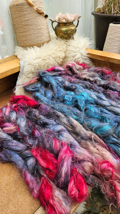 UNICORN - rare hand-dyed hemp top for carding into art batts - 2 ounces | 57 grams
