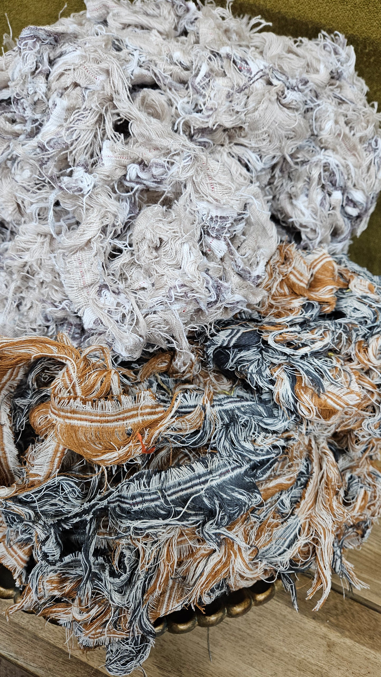 SANDSTONE - shaggy fringe ribbon for tapestry weaving and fiber art - 4.5 POUNDS