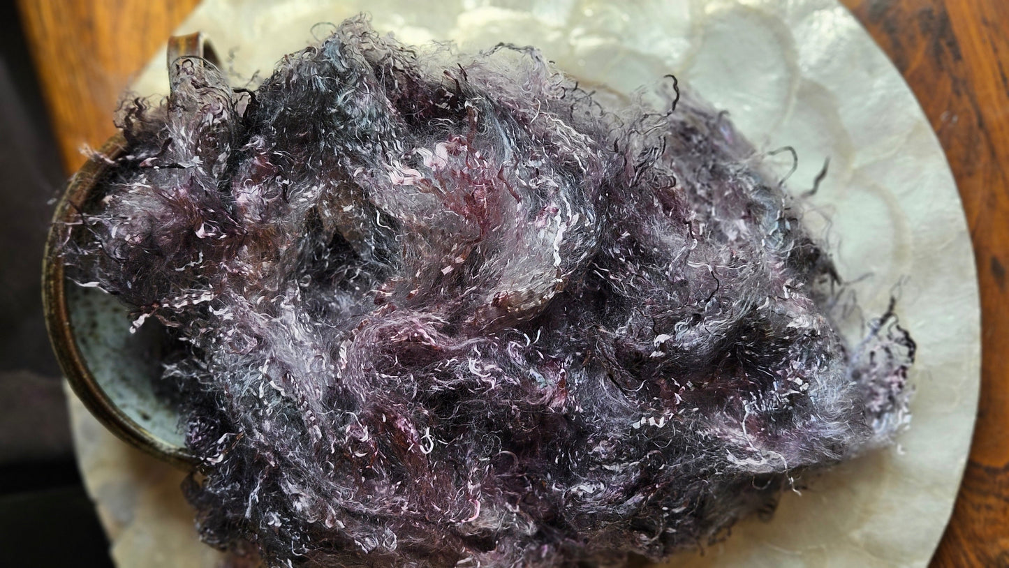 STIBNITE - hand-dyed eucalyptus crimp faux-silk for art yarn embellishing, fiber blending, felting, and papermaking - 2 oz | 57 g