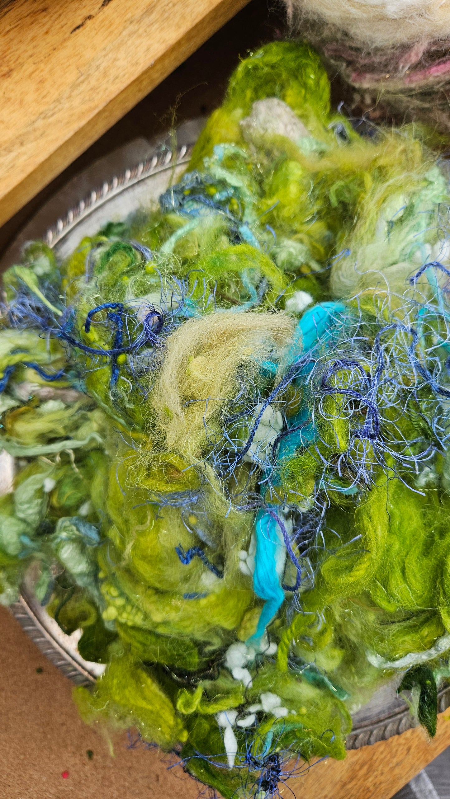 MISTFALL - Hand-Dyed Texture Blend for art yarn embellishing, texture blending, felting, mixed media, and fiber art - 4 ounces | 114 grams