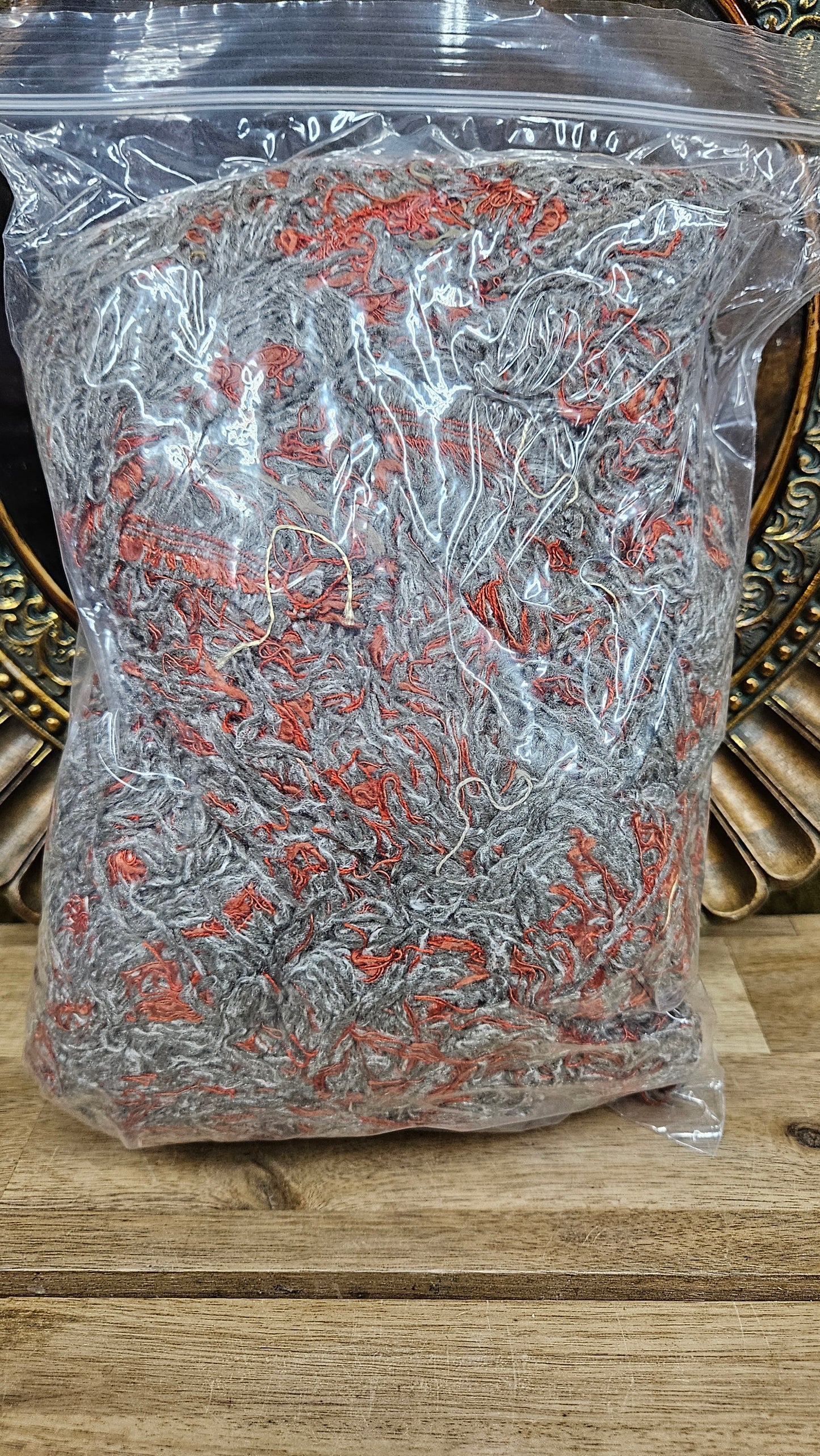 ORANGE EARTH - shaggy fringe ribbon for tapestry weaving and fiber art - ORANGE001 (.8 lb)