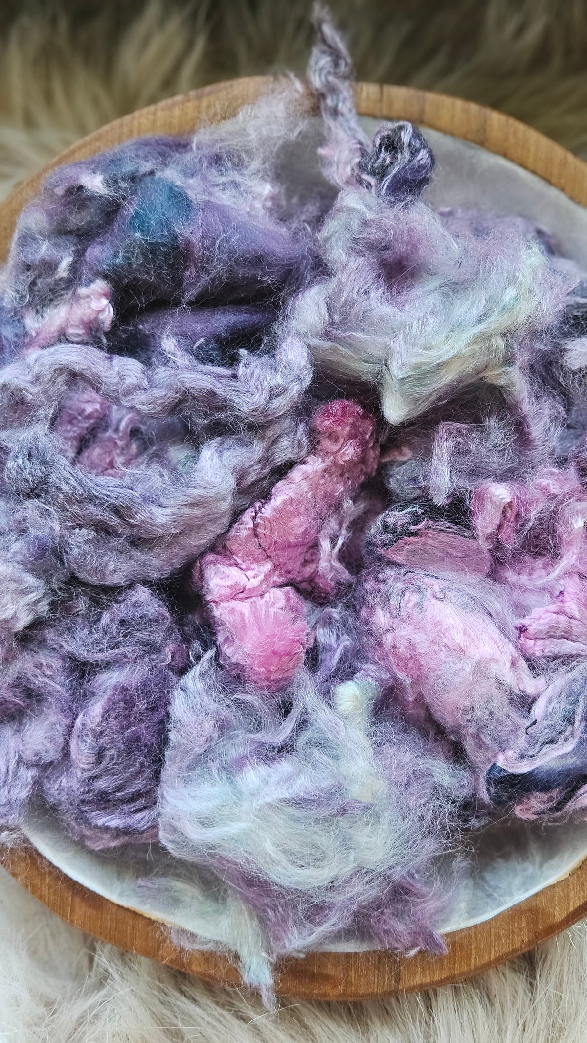Fig Pudding - hand-dyed fine wool and silky bamboo mill ends - 5 oz |  142 g