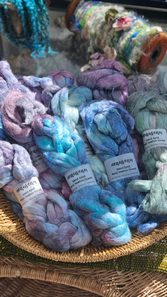 Razzleberry Pearl - wool bamboo roving for felting and blending - 2 ounces | 57 grams