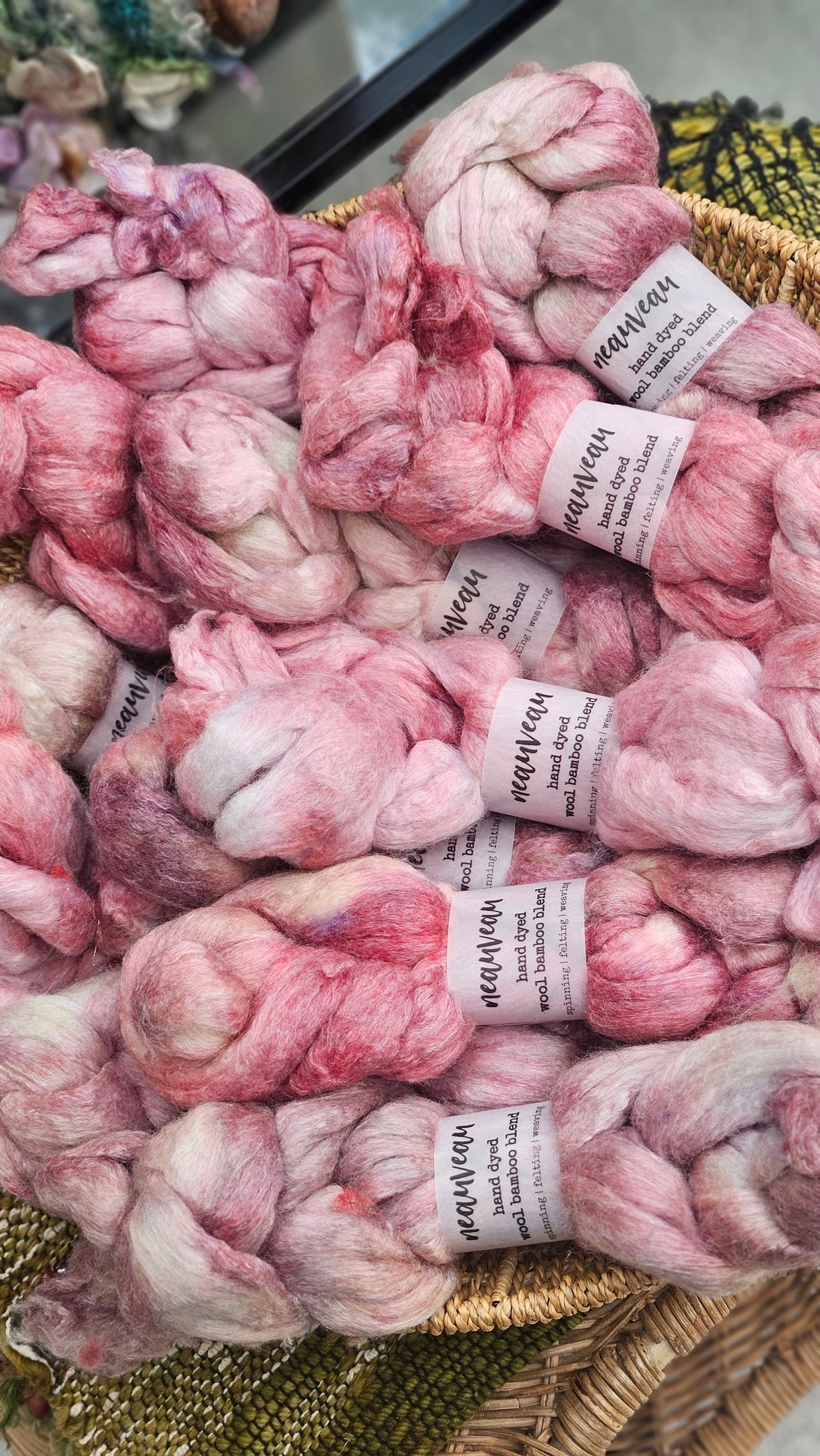 Rose Pearl - wool bamboo roving for felting and blending - 2 ounces | 57 grams