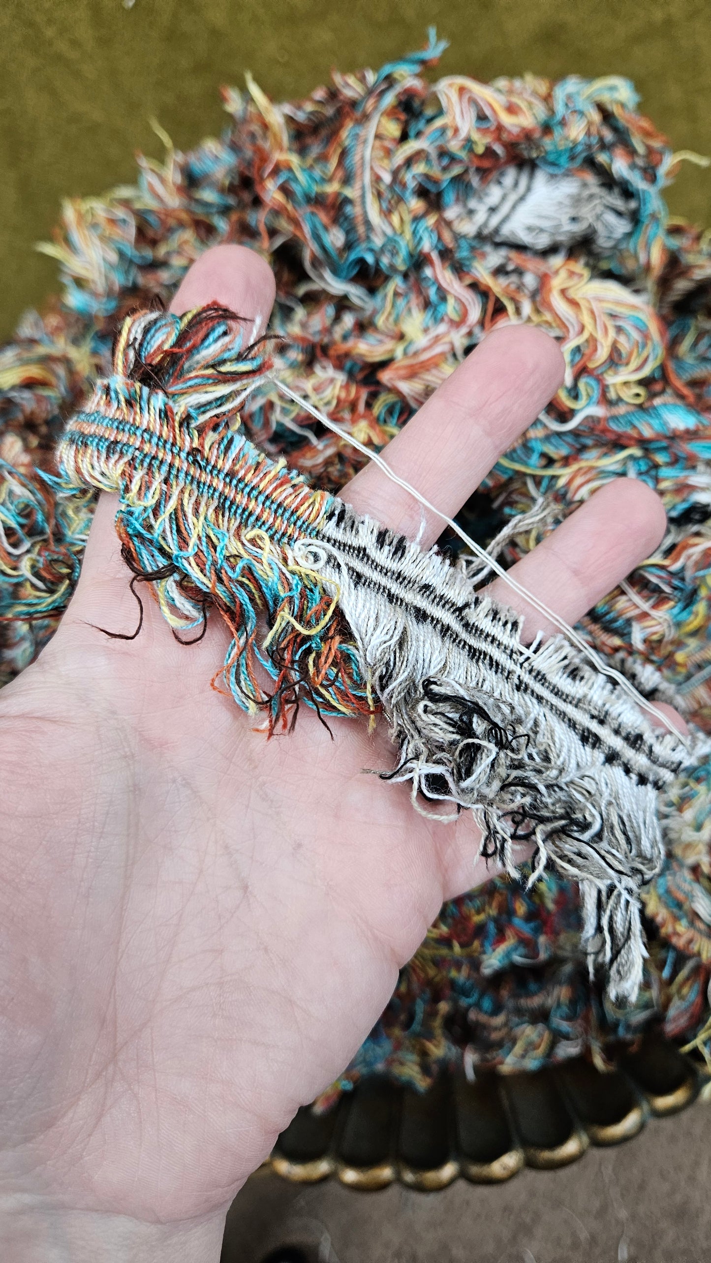 MIDCENTURY - shaggy fringe ribbon for tapestry weaving and fiber art - 3.3 POUNDS