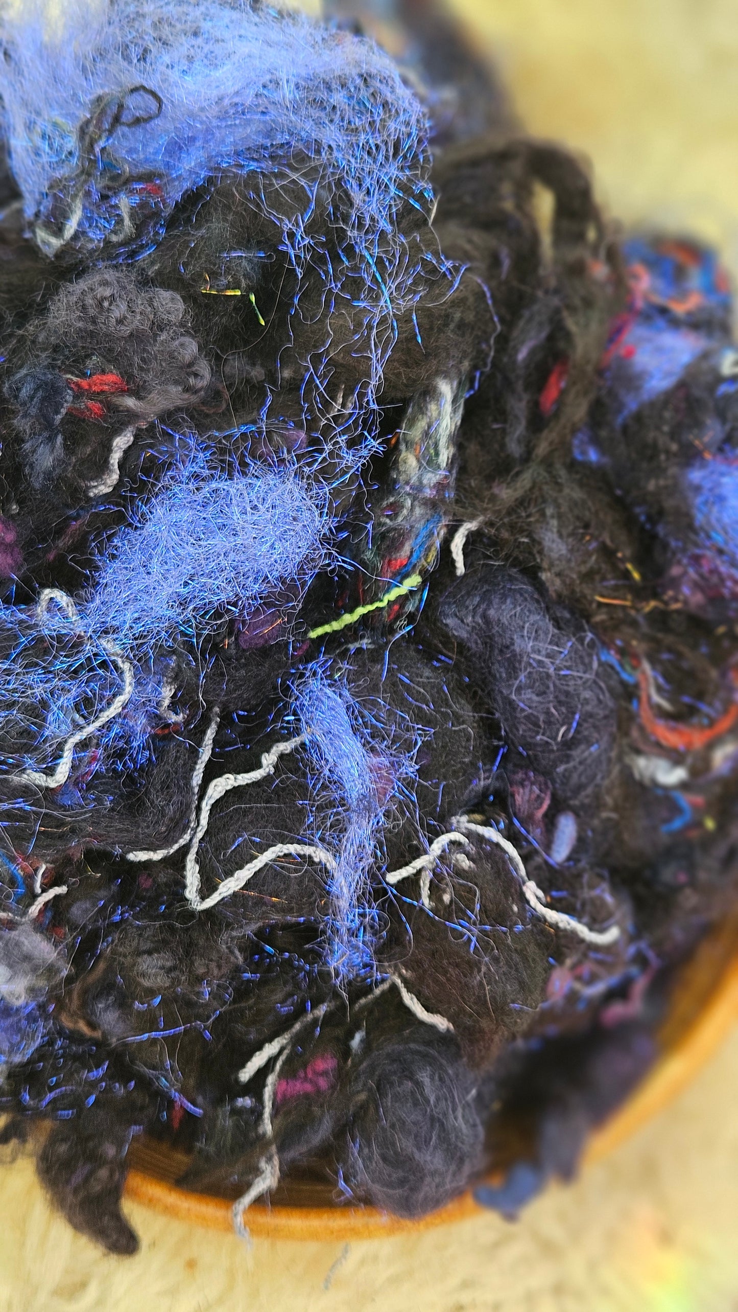 STORMFRONT - Hand-Dyed Alpaca Bamboo Texture Blend for art yarn embellishing, texture blending, felting, mixed media, and fiber art - 4 ounces | 114 grams