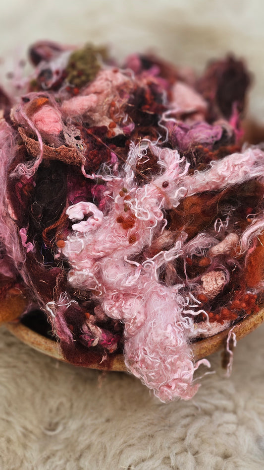 BUDBREAK - Hand-Dyed Alpaca Bamboo Texture Blend for art yarn embellishing, texture blending, felting, mixed media, and fiber art - 4 ounces | 114 grams