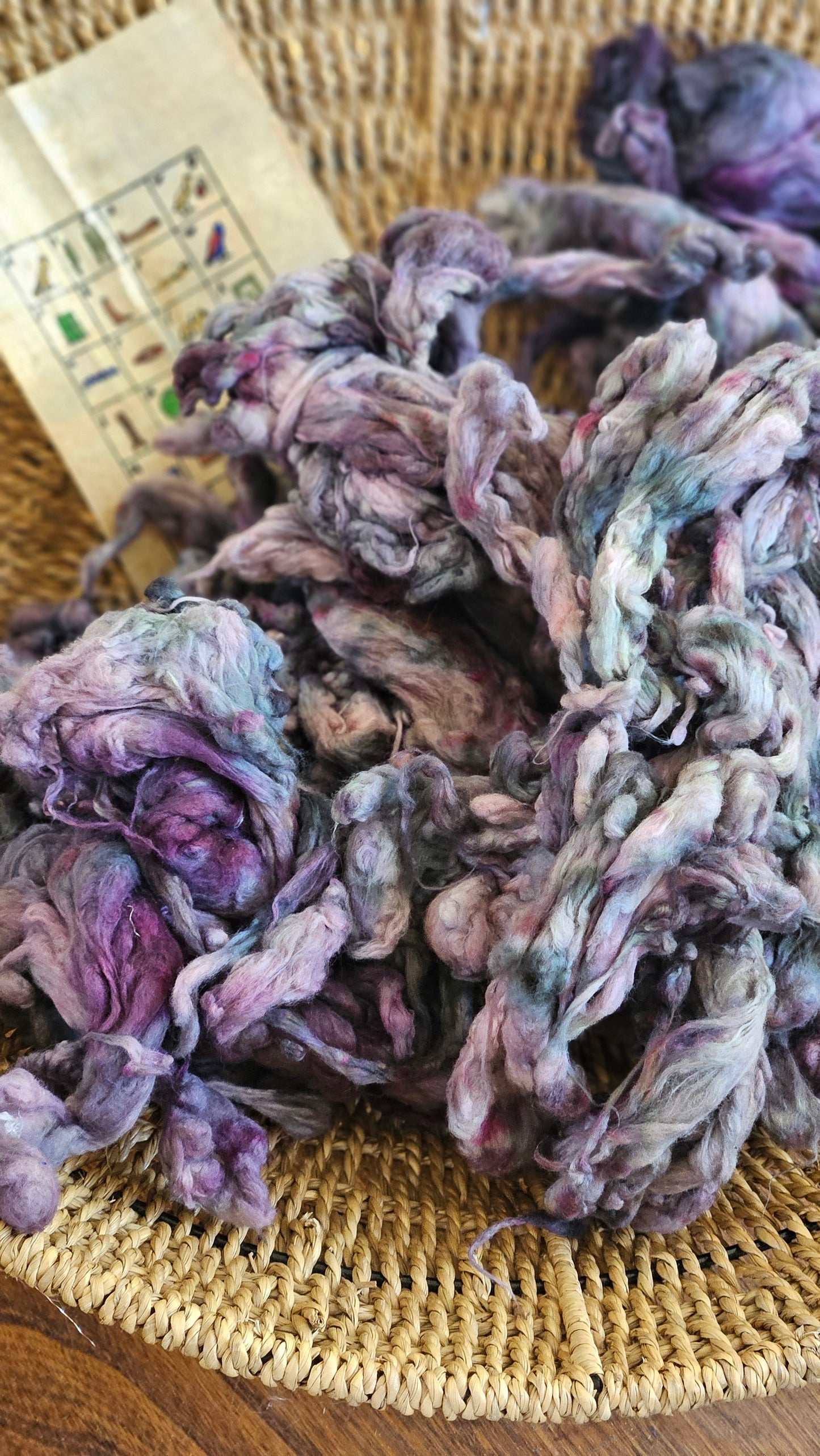 LUXOR Hand-Dyed Organic Extra Fine Cotton Noil for fiber art, texture blending, and papermaking - 1 ounce | 28 grams