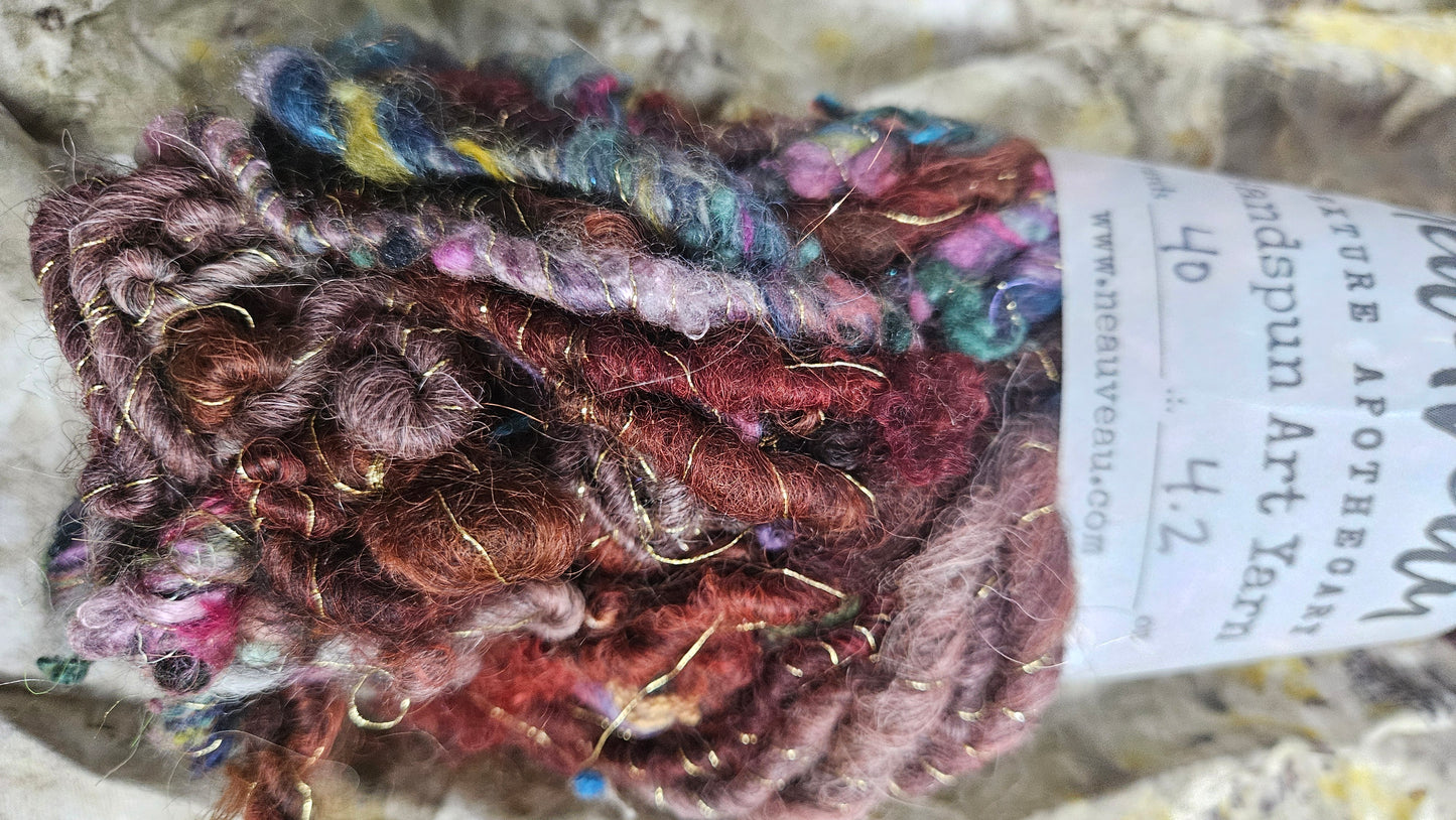 Handspun Bulky Art Yarn - Cinnamon Grove 01