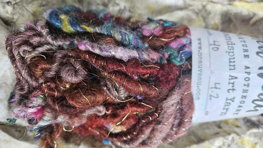 Handspun Bulky Art Yarn - Cinnamon Grove 01