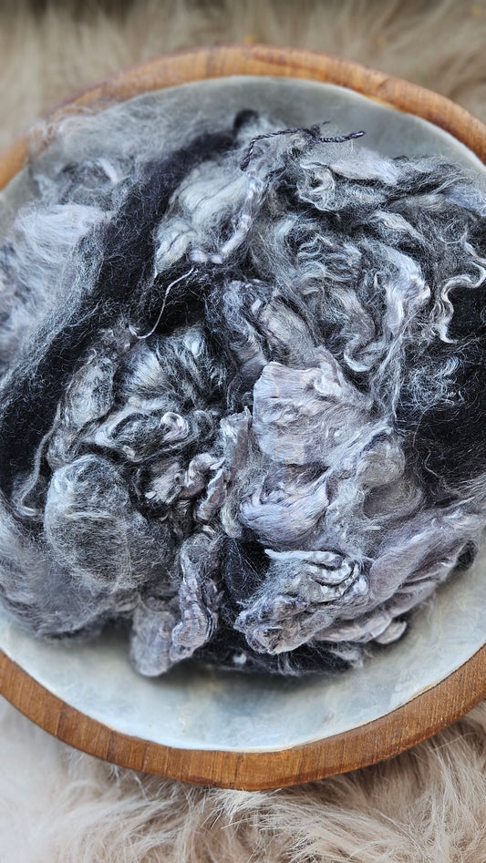 Black Licorice - hand-dyed fine wool and silky bamboo mill ends - 5 oz |  142 g