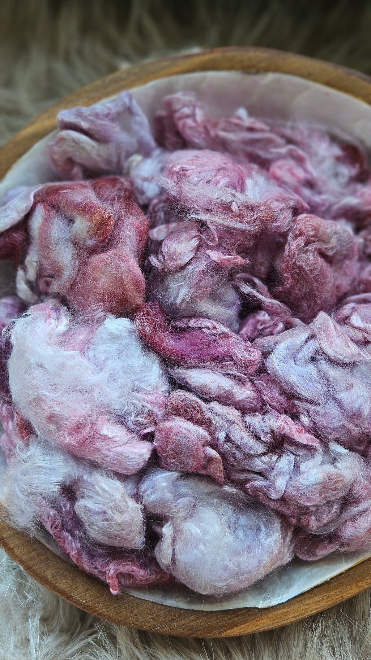 Mulberry Tart - hand-dyed fine wool and silky bamboo mill ends - 5 oz |  142 g