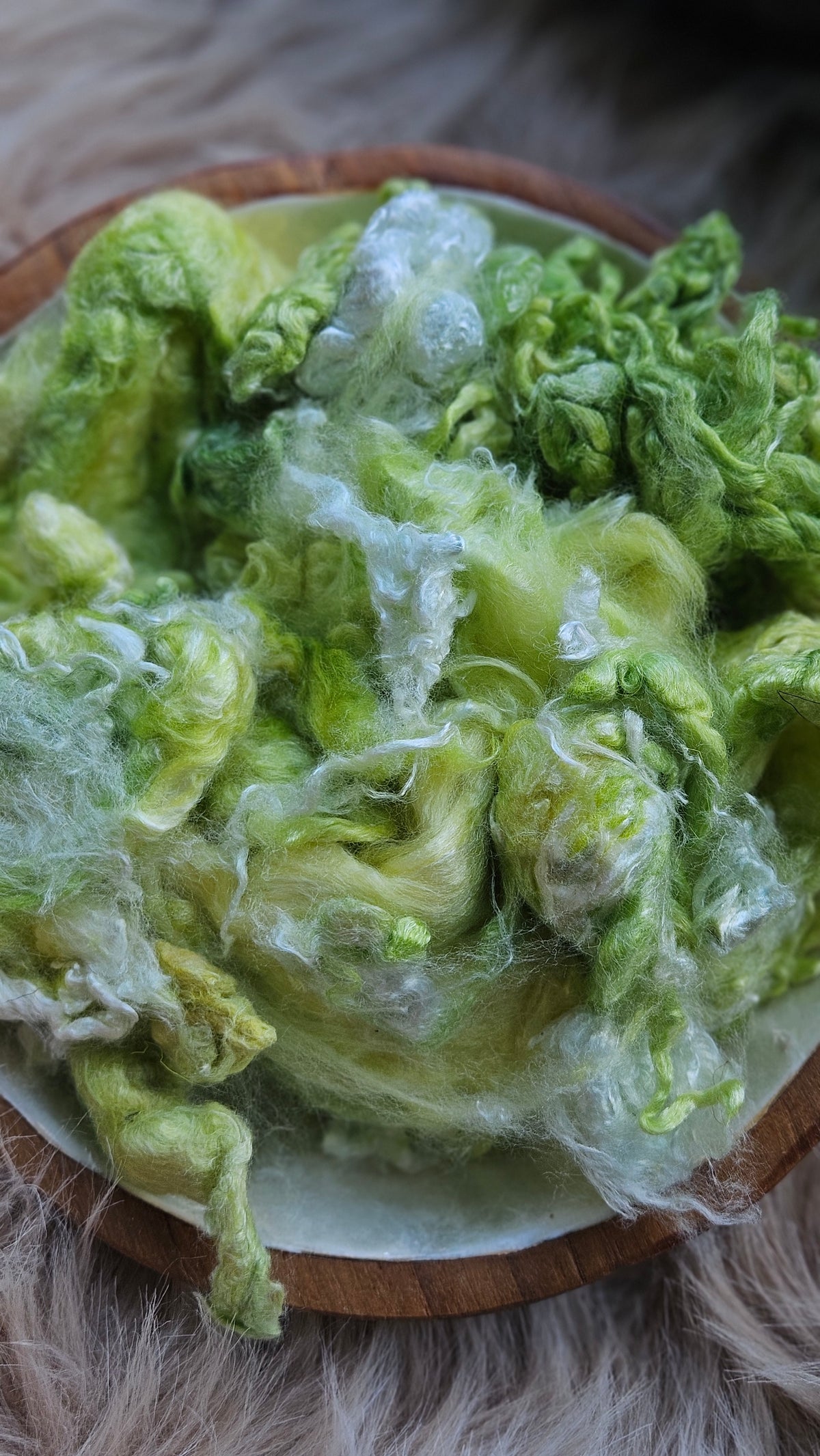Lemon Lime - hand-dyed fine wool and silky bamboo mill ends - 5 oz |  142 g