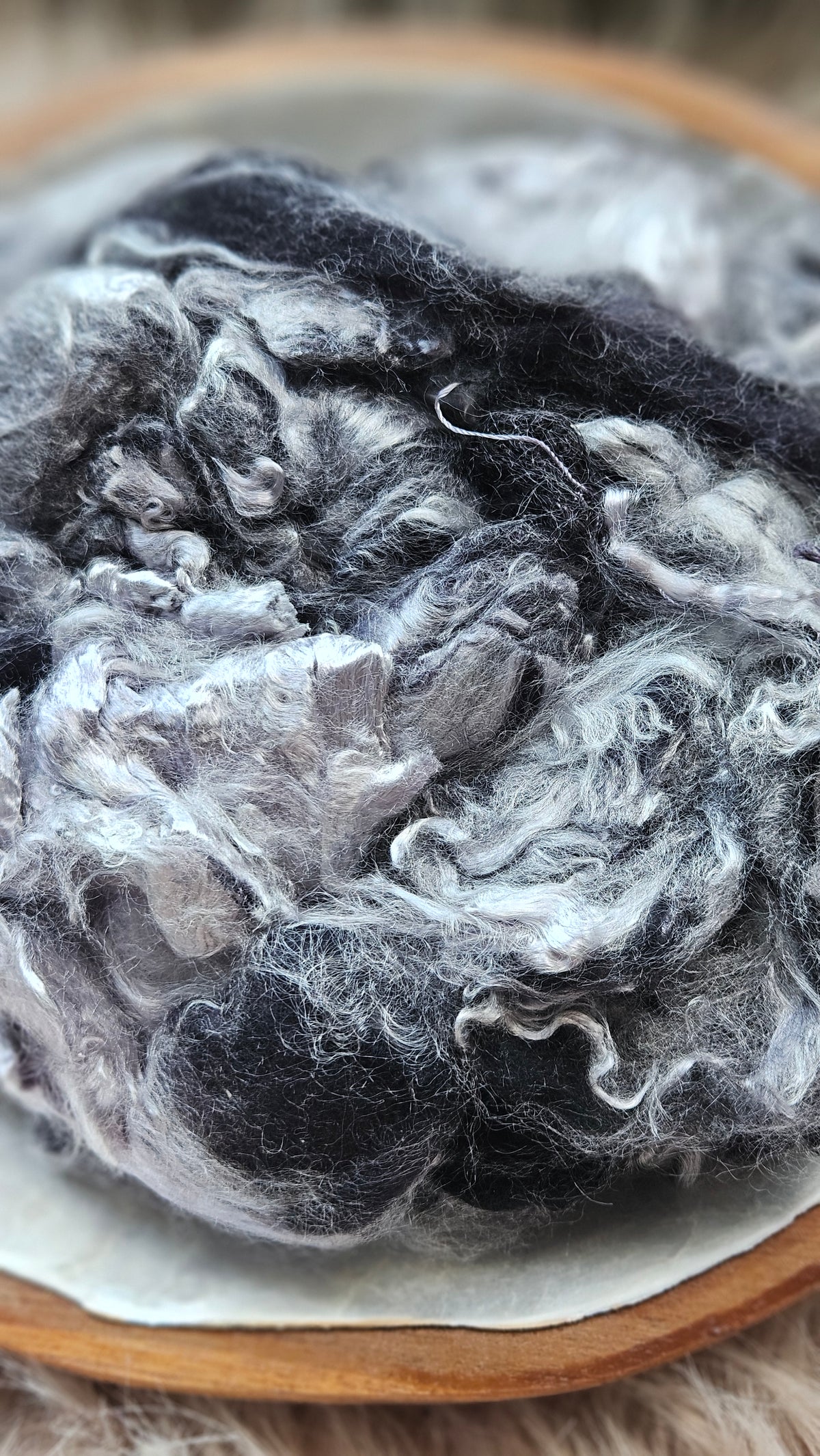 Black Licorice - hand-dyed fine wool and silky bamboo mill ends - 5 oz |  142 g