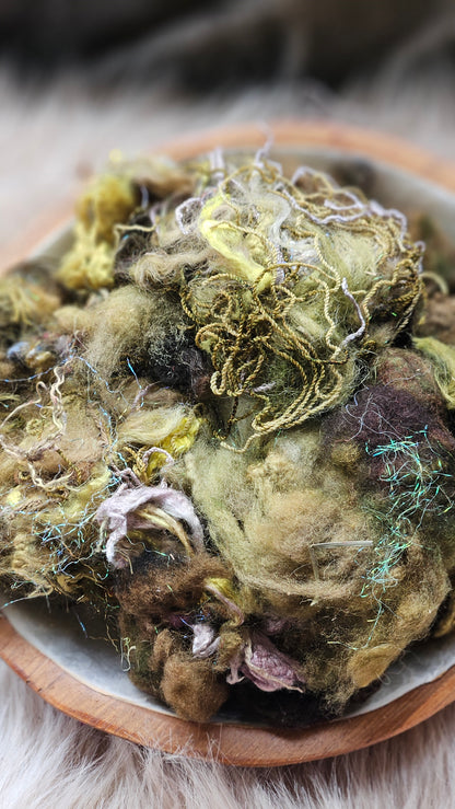 Oregon Woods - fiber texture blend for art yarn spinning & felting - 4 ounces | 114 grams