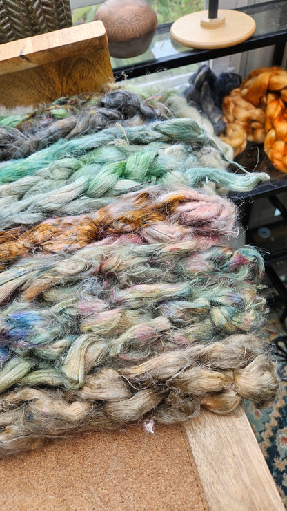 DRAGON - rare hand-dyed hemp top for carding into art batts - 2 ounces | 57 grams