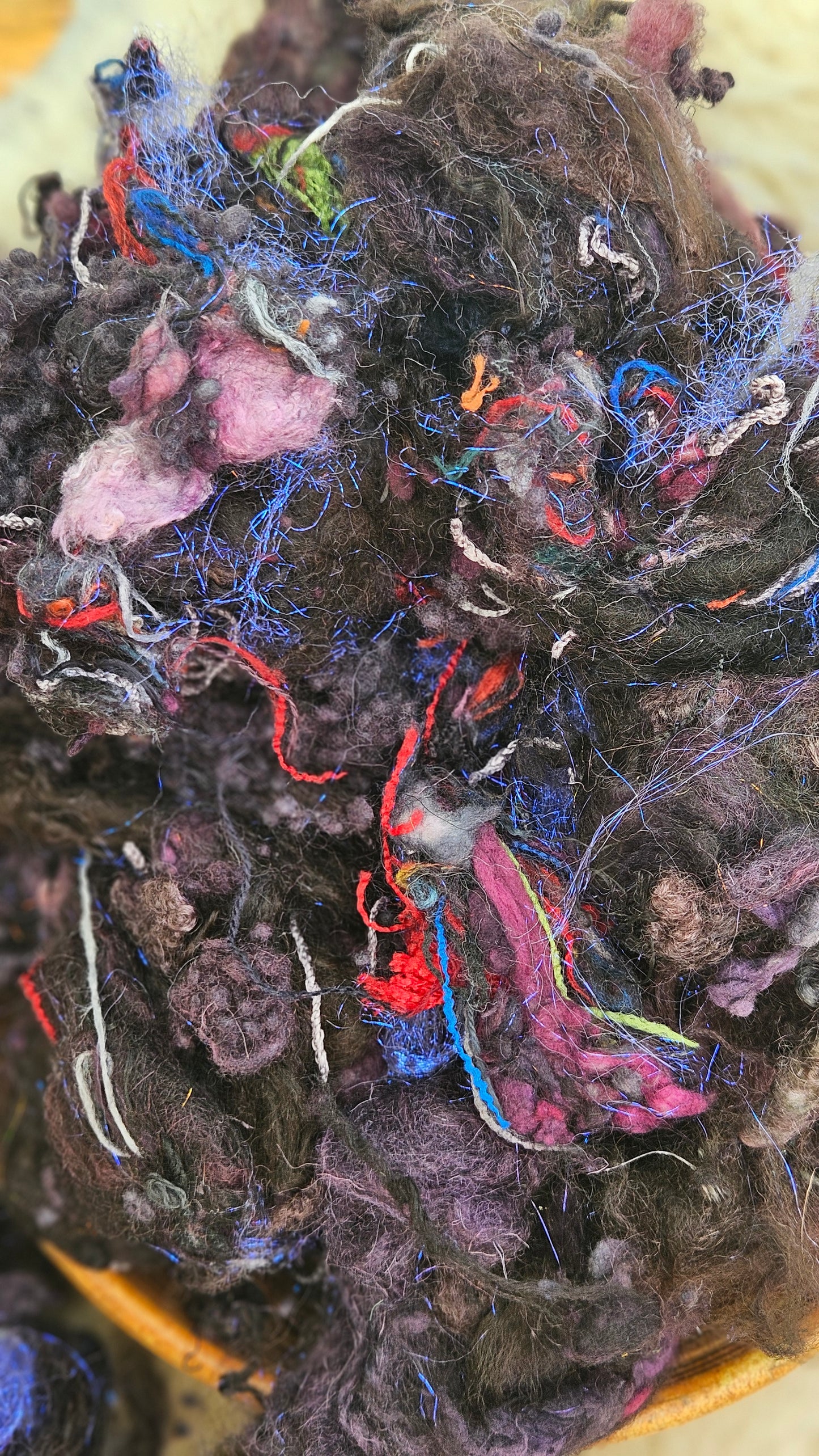 OASIS SHADE - Hand-Dyed Recycled Wool Texture Blend for art yarn embellishing, texture blending, felting, mixed media, and fiber art - 4 ounces | 114 grams