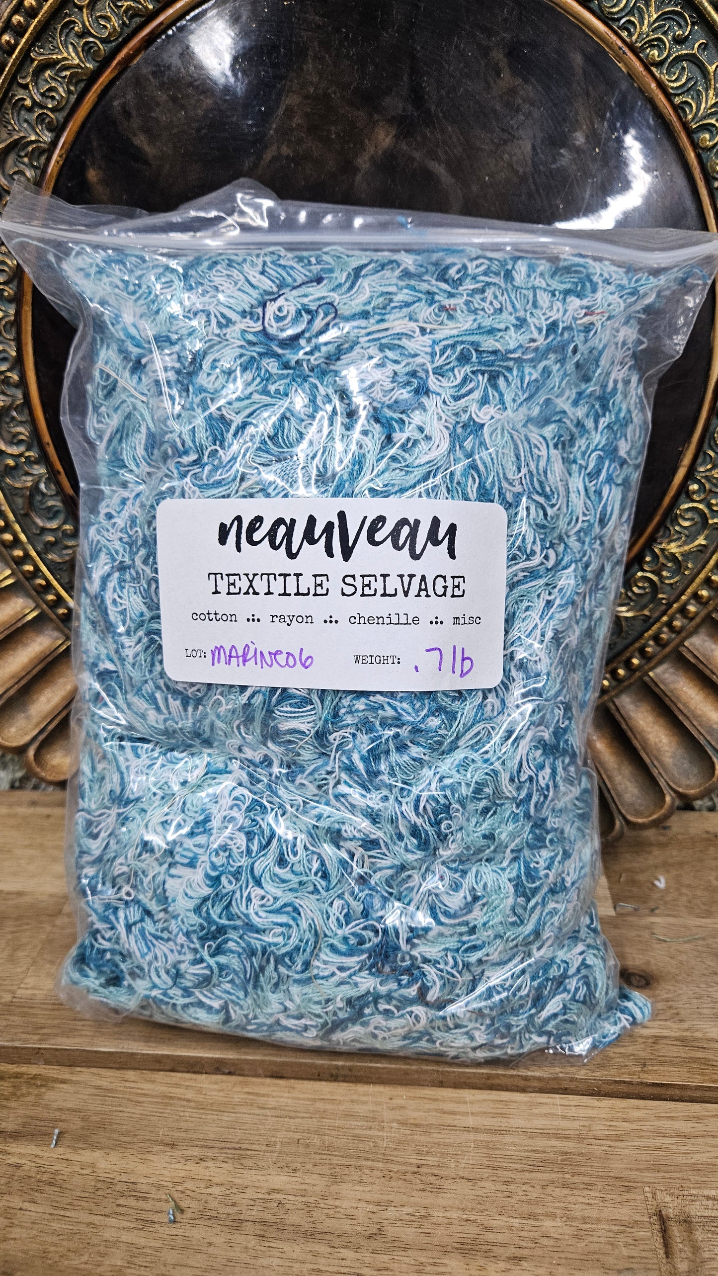 COASTAL SKIES - shaggy fringe ribbon for tapestry weaving and fiber art - MARINE0106 (.75 lb)