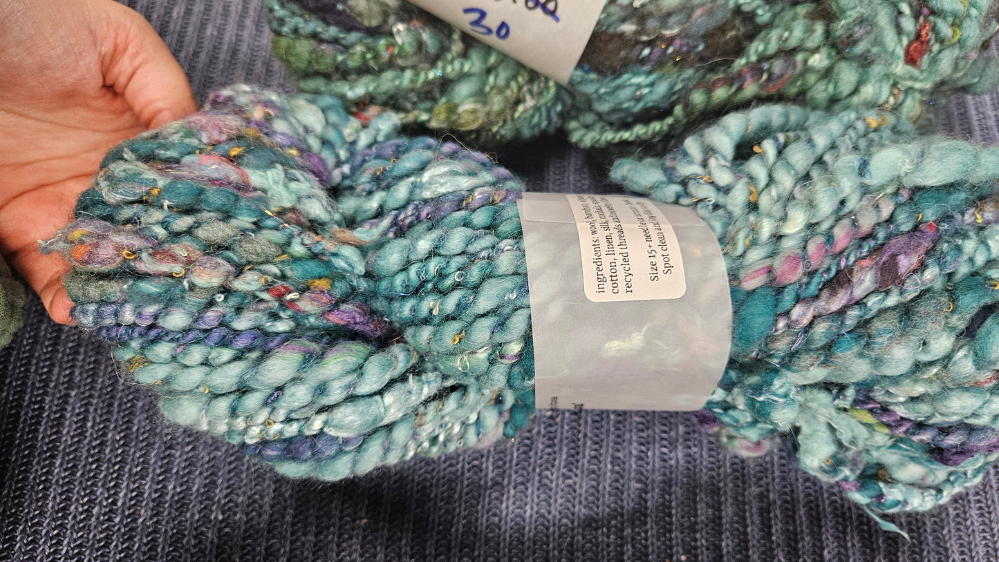 Handspun Yarn Lot - 3 Skeins Tealberry