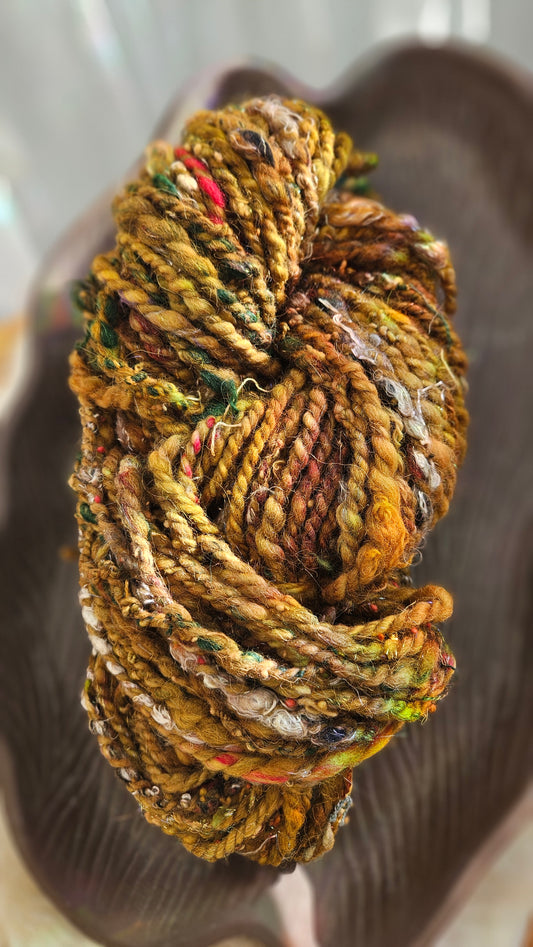 HONEY EMBER - Bulky Handspun Art Yarn XL Skein - 56 yards | 6 ounces | 170 grams
